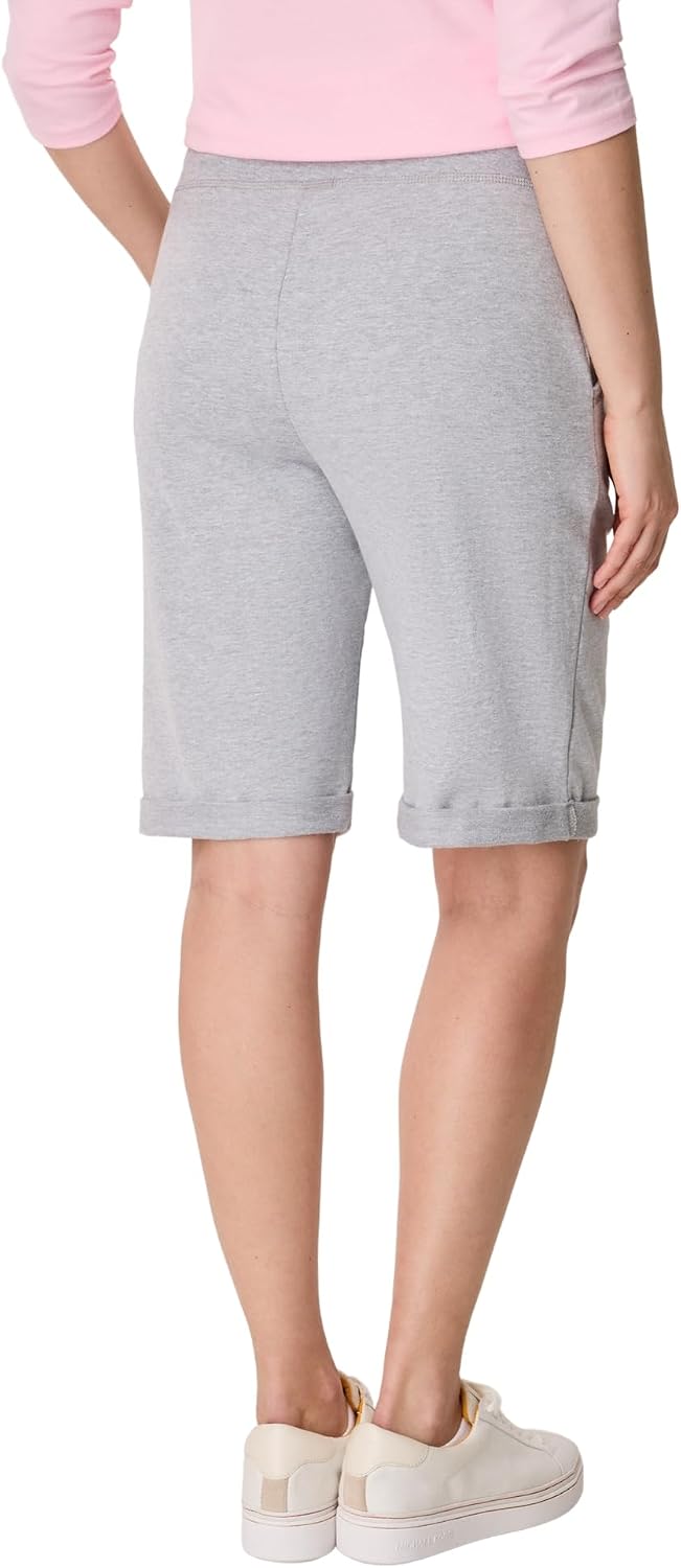 Hanes French Terry Bermuda Shorts Women's Side Pockets Elastic Waist