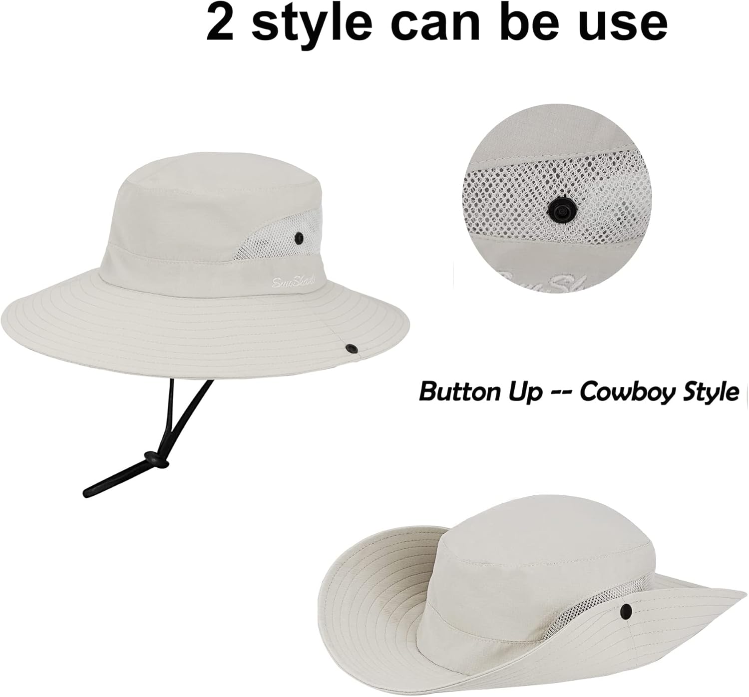 Pogah Women's Summer Sun Hat Foldable UV Protection Ponytail Hole