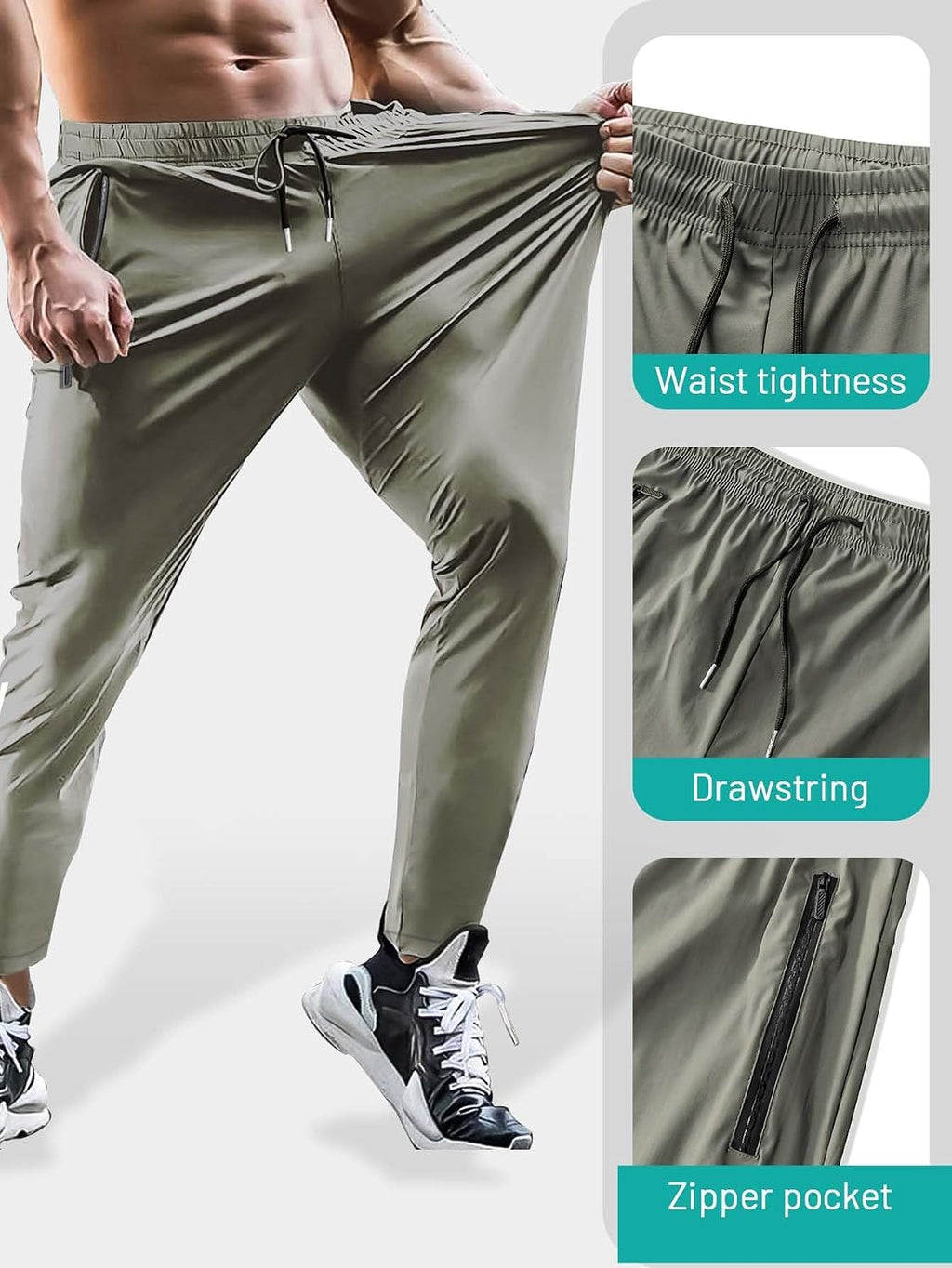 Hidkat Men's Quick-Dry Hiking Pants Lightweight Water Resistant