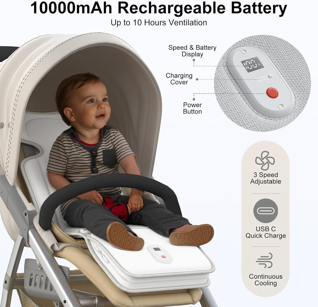 AMACOOL Baby Stroller Cooling Pad with Dual Fans 10000mAh