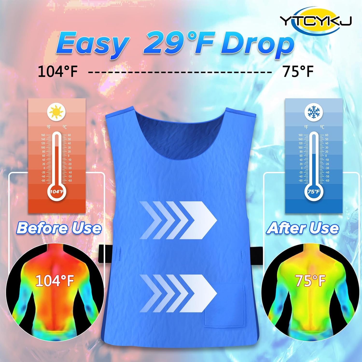 YTCYKJ Adjustable Evaporative Cooling Vest Unisex Hot Weather Gear