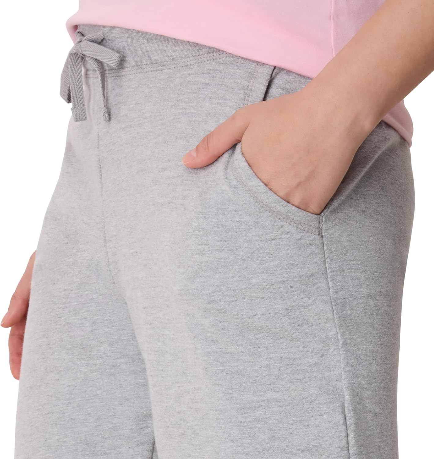 Hanes French Terry Bermuda Shorts Women's Side Pockets Elastic Waist
