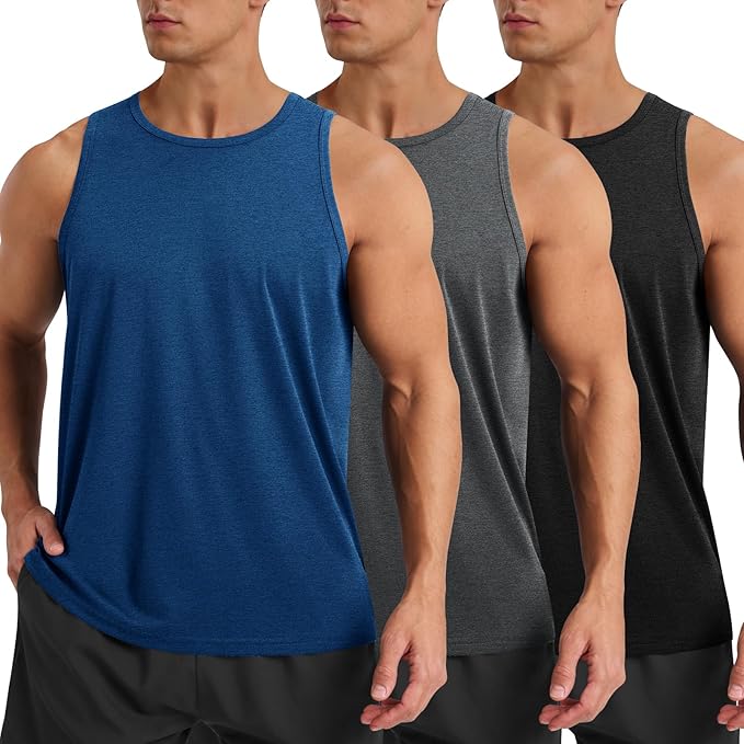 BOOJO 3 Pack Men's Athletic Tank Tops Quick Dry