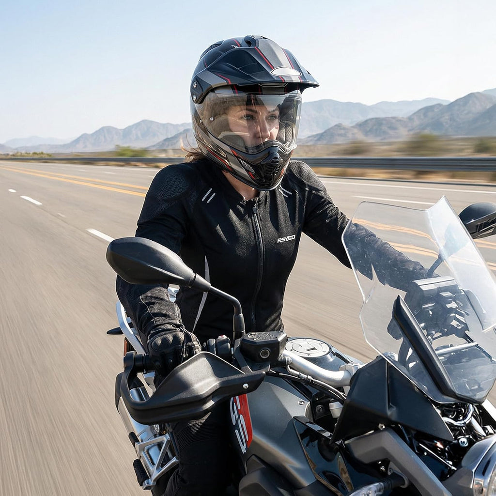 RSYSO Women's Mesh Motorcycle Jacket CE-Certified Protective Armor