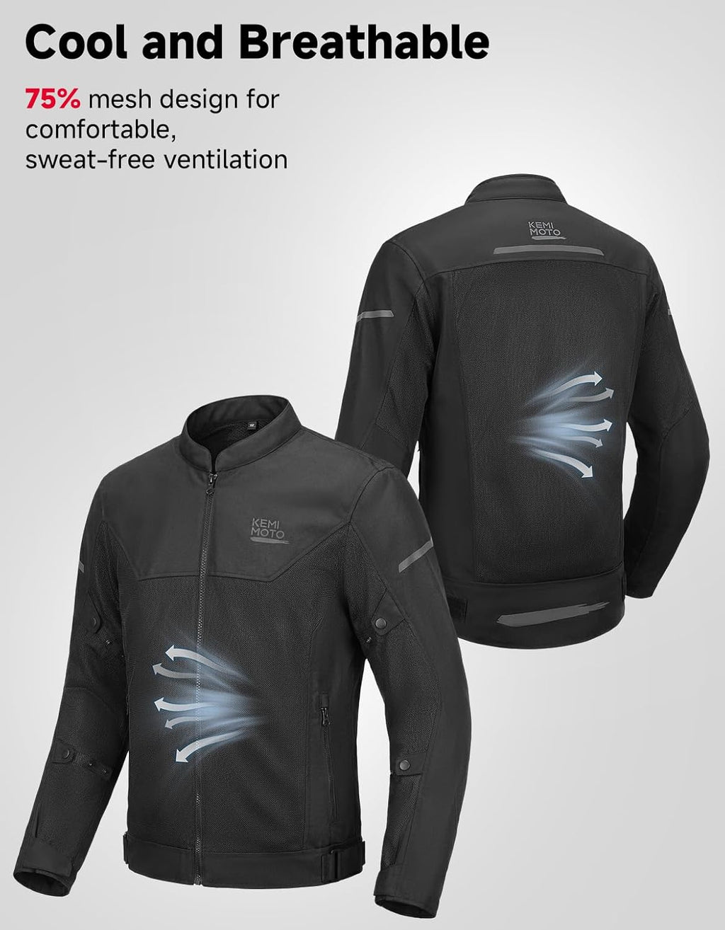 KEMIMOTO Motorcycle Mesh Jacket Men's Breathable With CE Armor