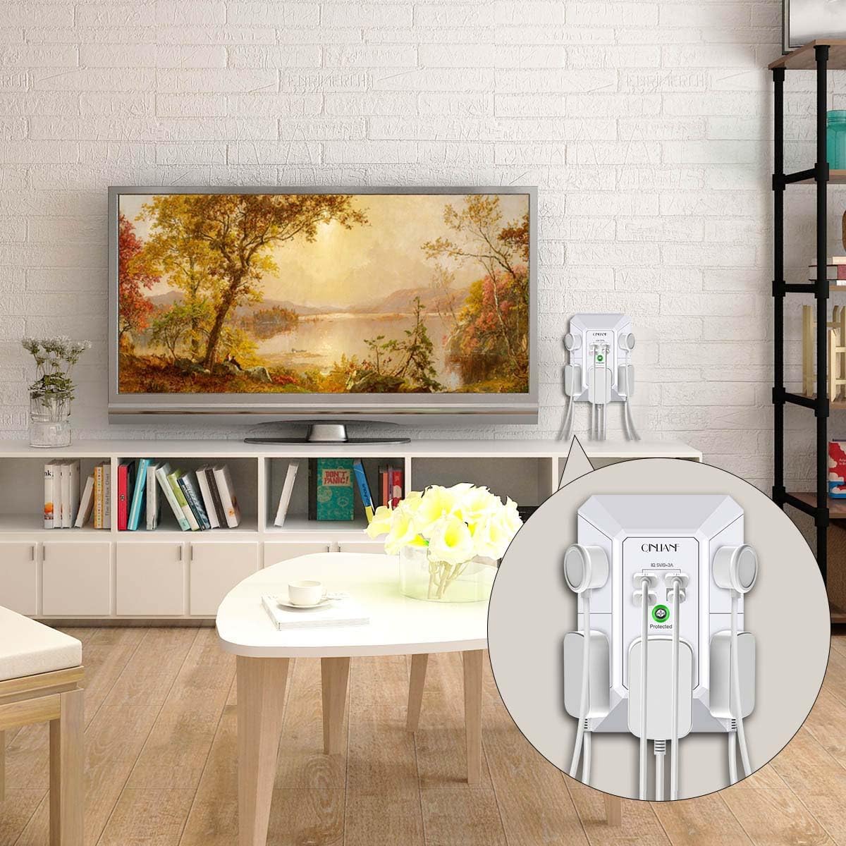 QINLIANF 5 Outlet Extender Surge Protector with 4 USB Ports