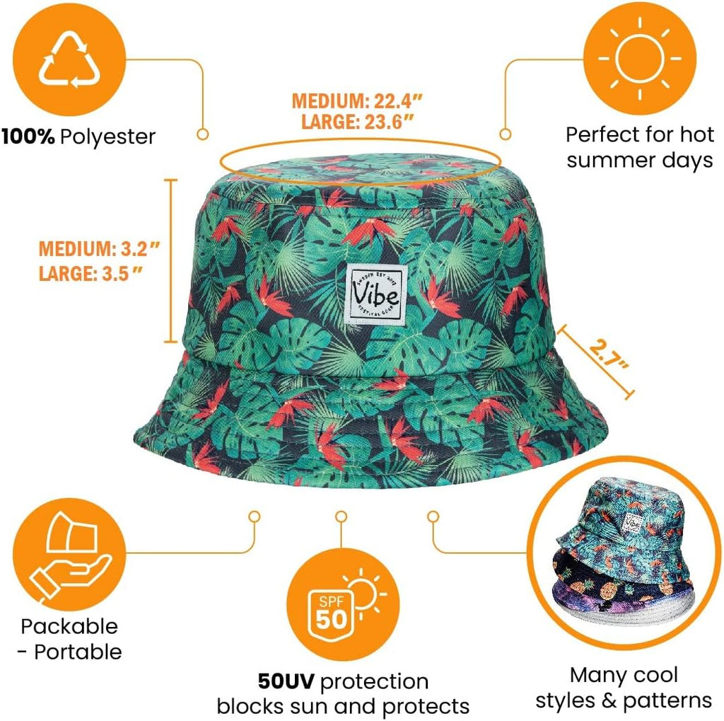 Vibe Festival Gear Bucket Hat Unisex Lightweight Festival Fishing Cap