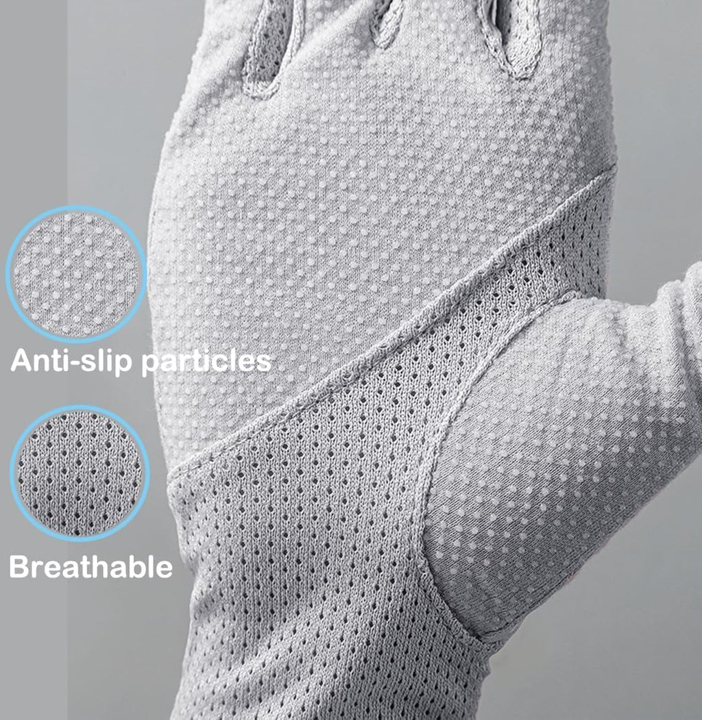 INOGIH Women UV Protection Fingerless Driving Gloves Non-Slip Cotton