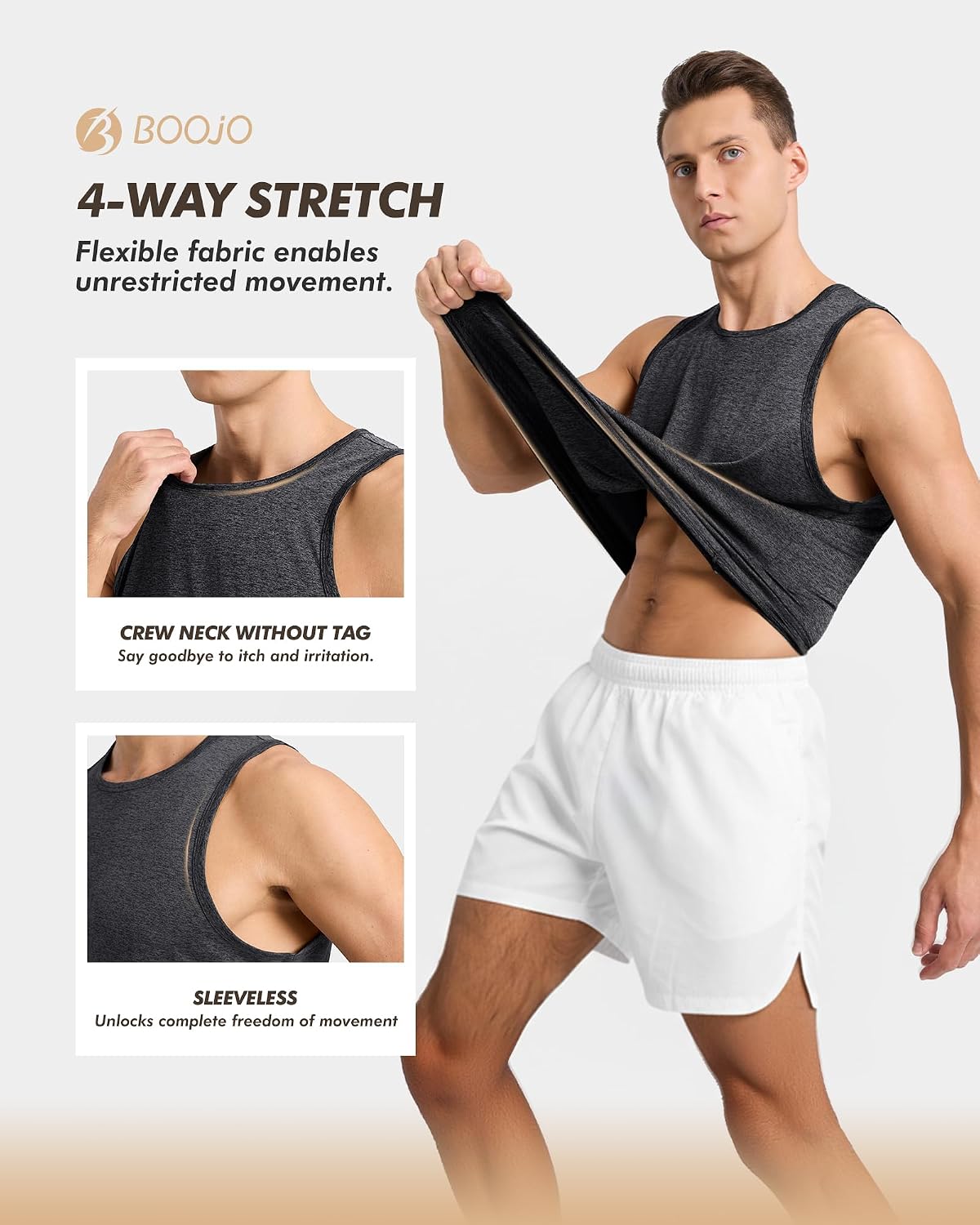 BOOJO 3 Pack Men's Athletic Tank Tops Quick Dry