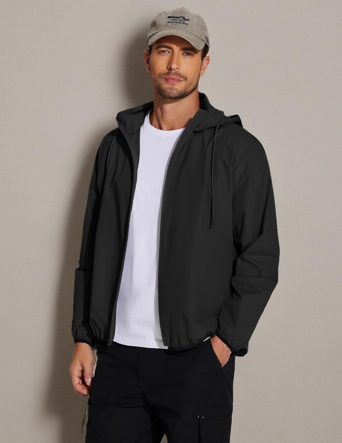 COOFANDY Men's Lightweight Hooded Rain Jacket Packable Waterproof Windbreaker