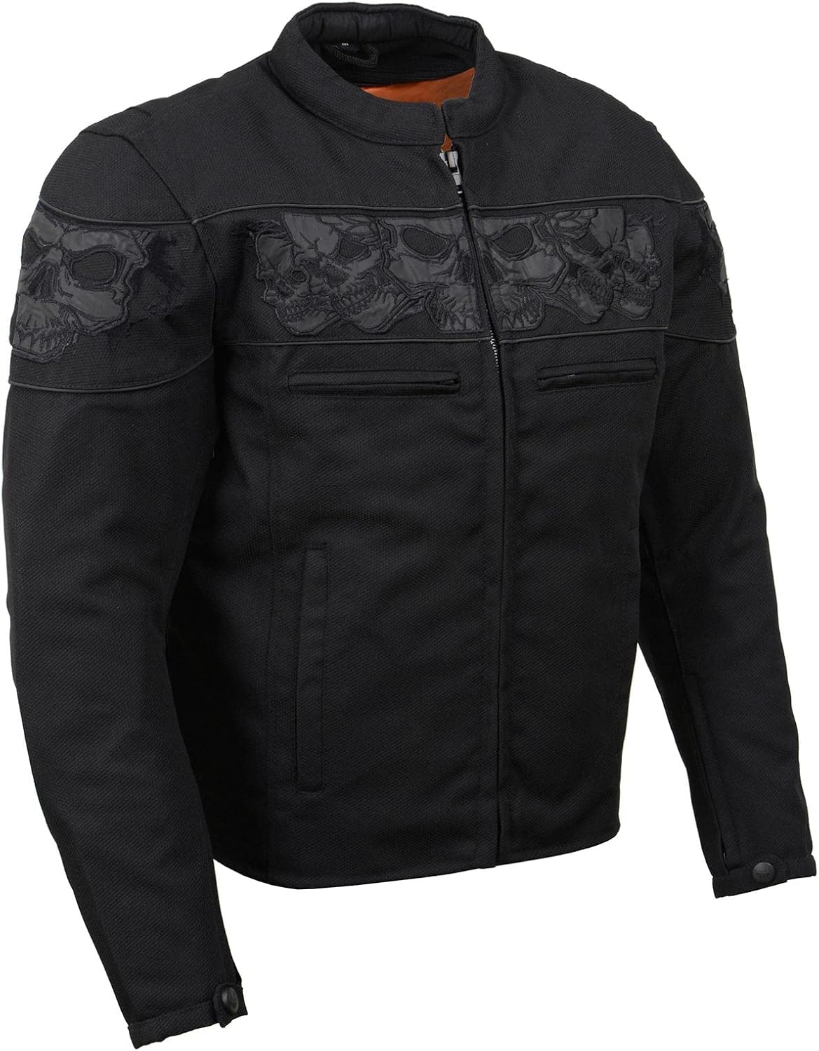 Milwaukee Leather Men's Reflective Skull All Season Motorcycle Jacket Black