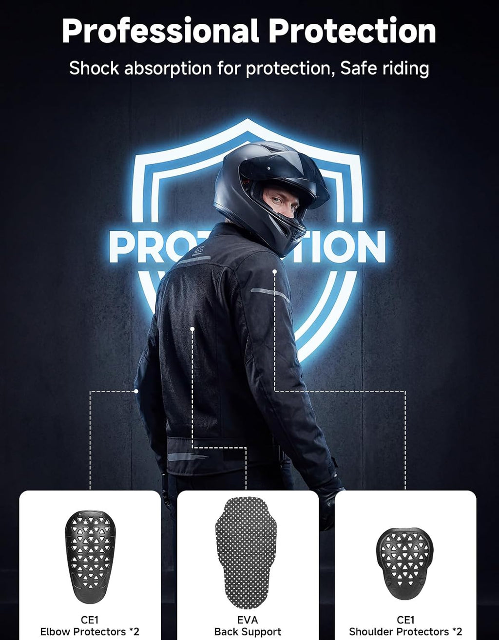 KEMIMOTO Motorcycle Mesh Jacket Men's Breathable With CE Armor