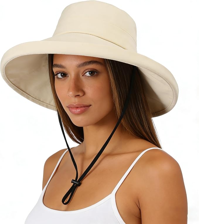 CaySep Women's Wide Brim Foldable Bucket Hat UV Protection Summer