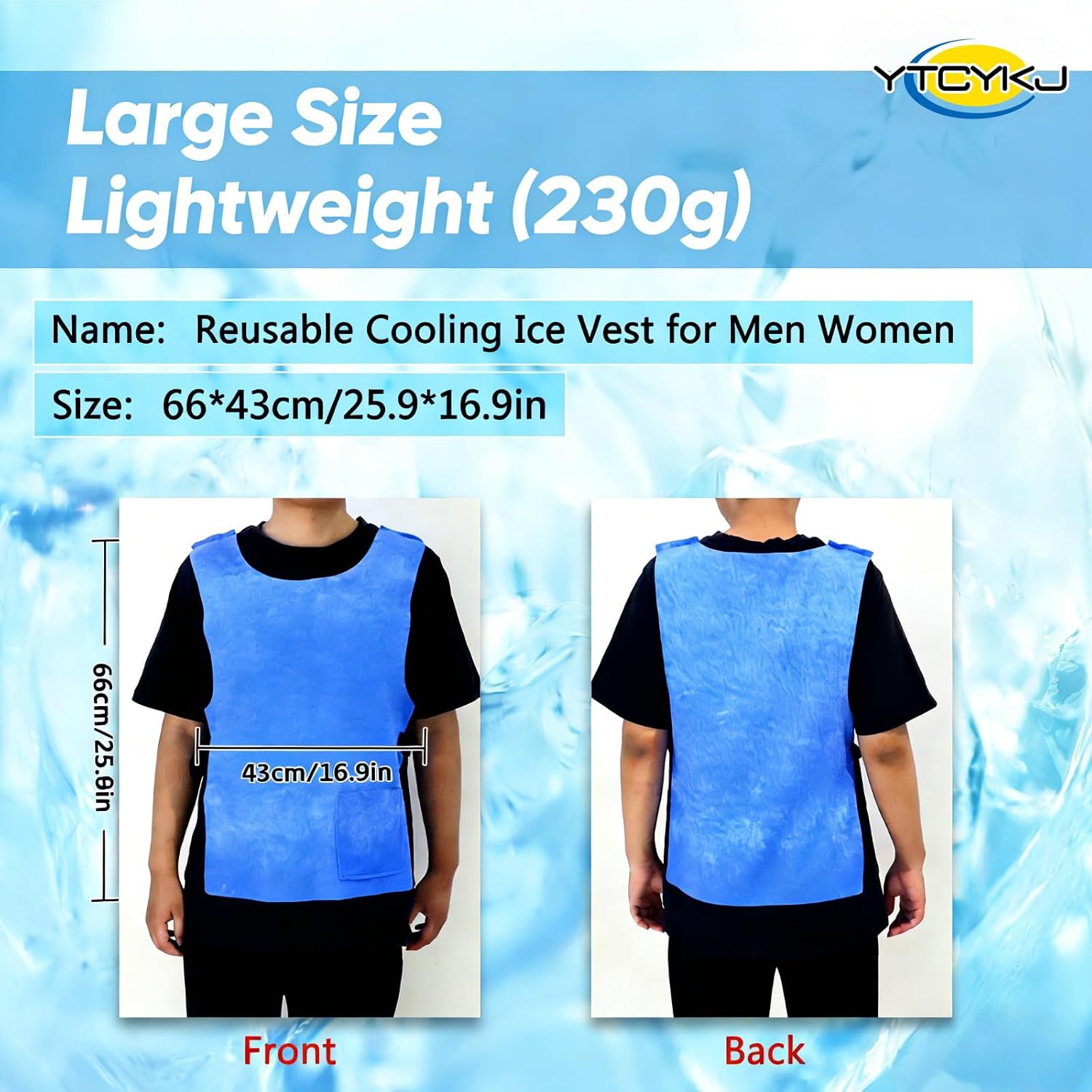 YTCYKJ Adjustable Evaporative Cooling Vest Unisex Hot Weather Gear