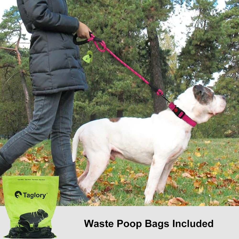 Taglory Heavy Duty Rope Dog Leash with Padded Reflective Handle