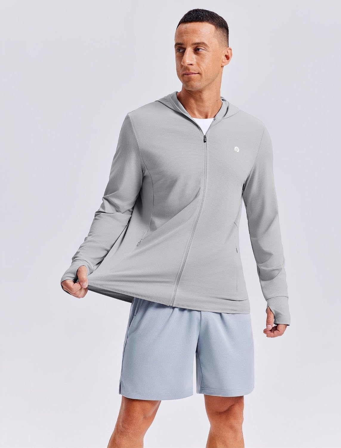 PINSPARK Men's UPF50+ Full Zip Outdoor Hoodie Lightweight Sun Protection