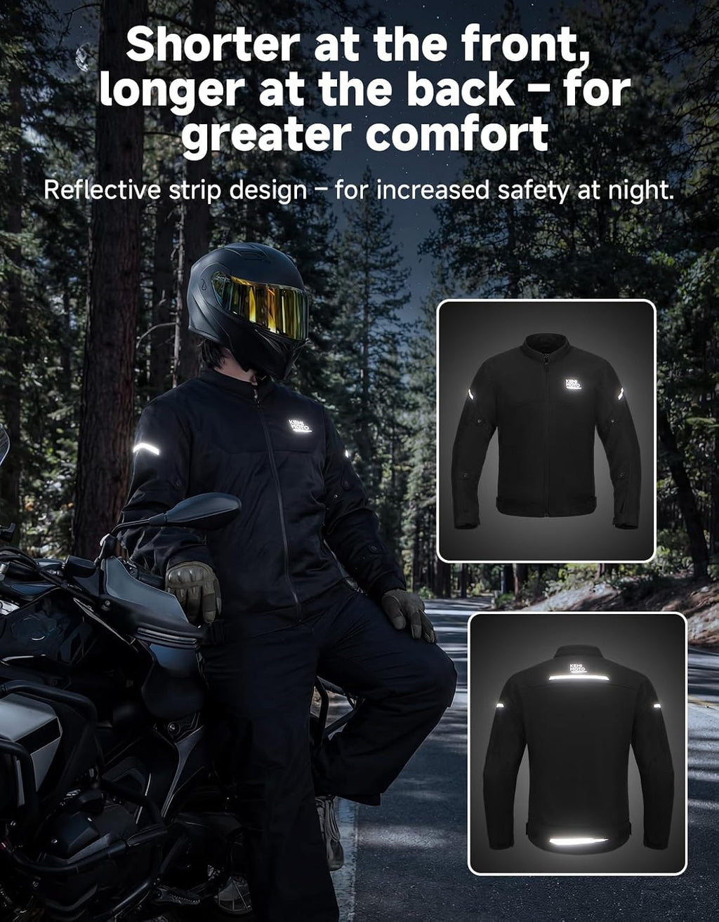 KEMIMOTO Motorcycle Mesh Jacket Men's Breathable With CE Armor