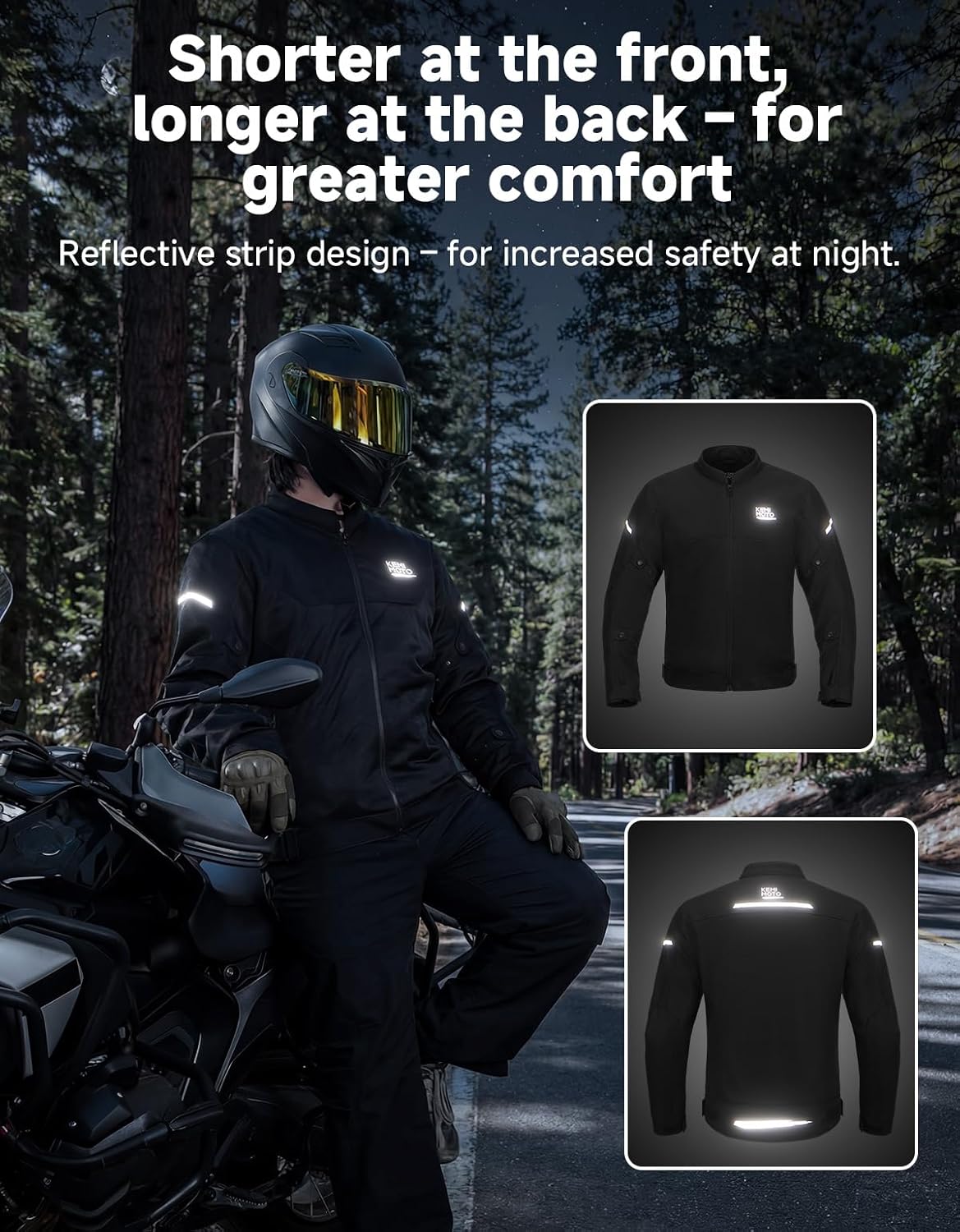KEMIMOTO Motorcycle Mesh Jacket Men's Breathable With CE Armor