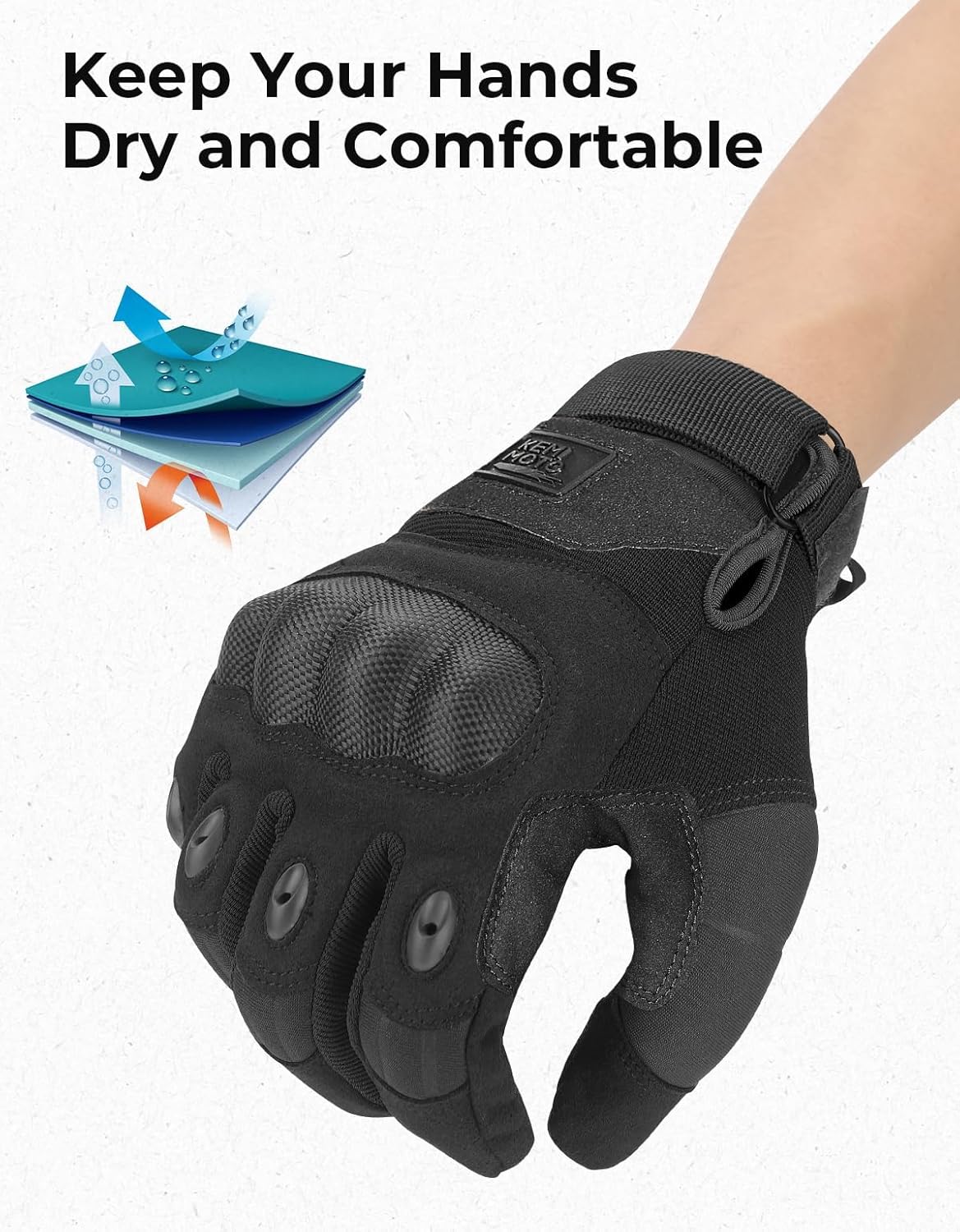 KEMIMOTO Tactical Motorcycle Gloves with Hard Shell Palm Padding