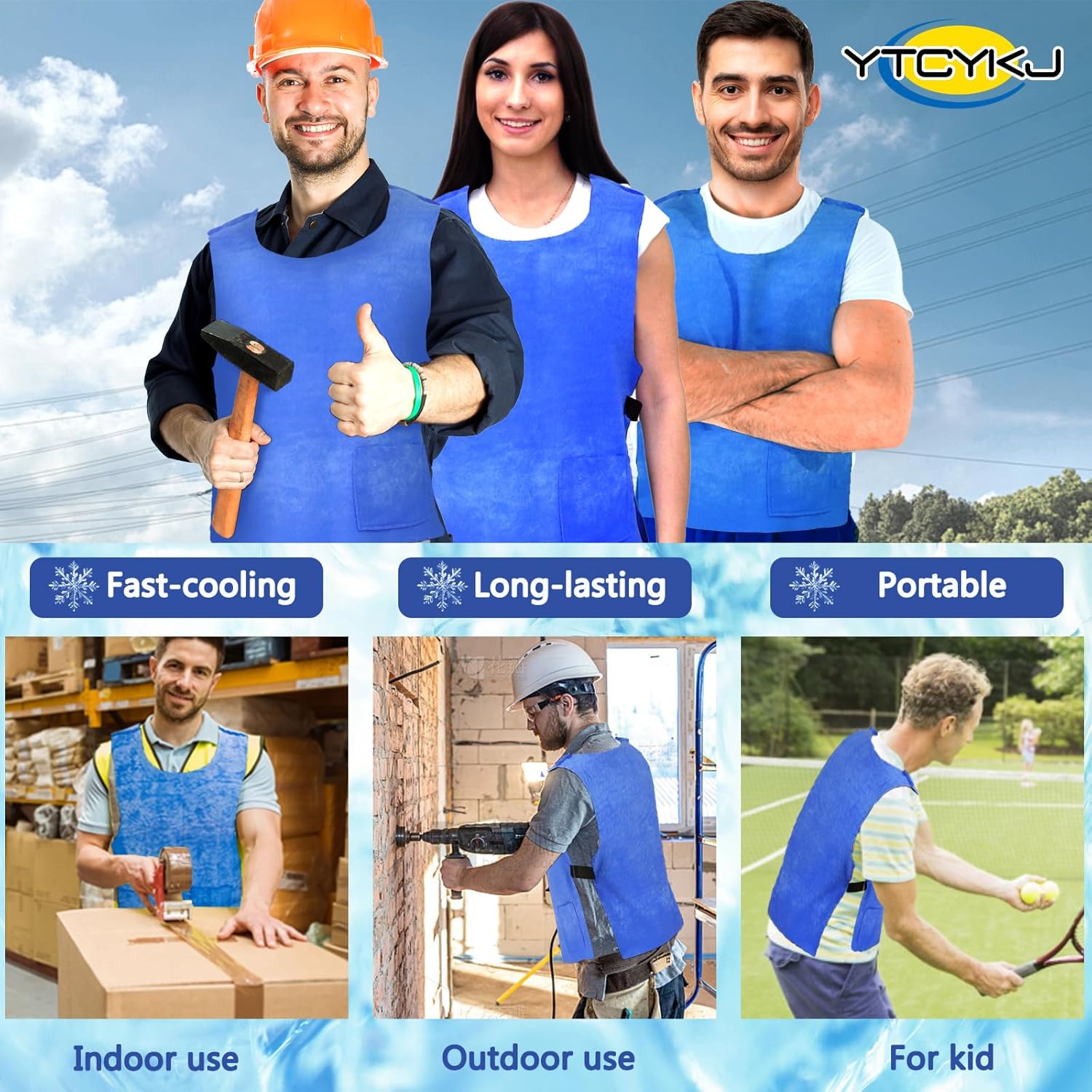 YTCYKJ Adjustable Evaporative Cooling Vest Unisex Hot Weather Gear