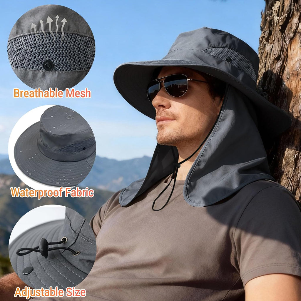 NPQQUAN Unisex UPF 50+ Wide Brim Sun Hat Neck Flap