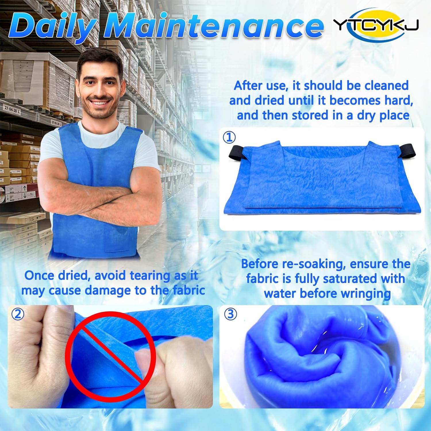 YTCYKJ Adjustable Evaporative Cooling Vest Unisex Hot Weather Gear