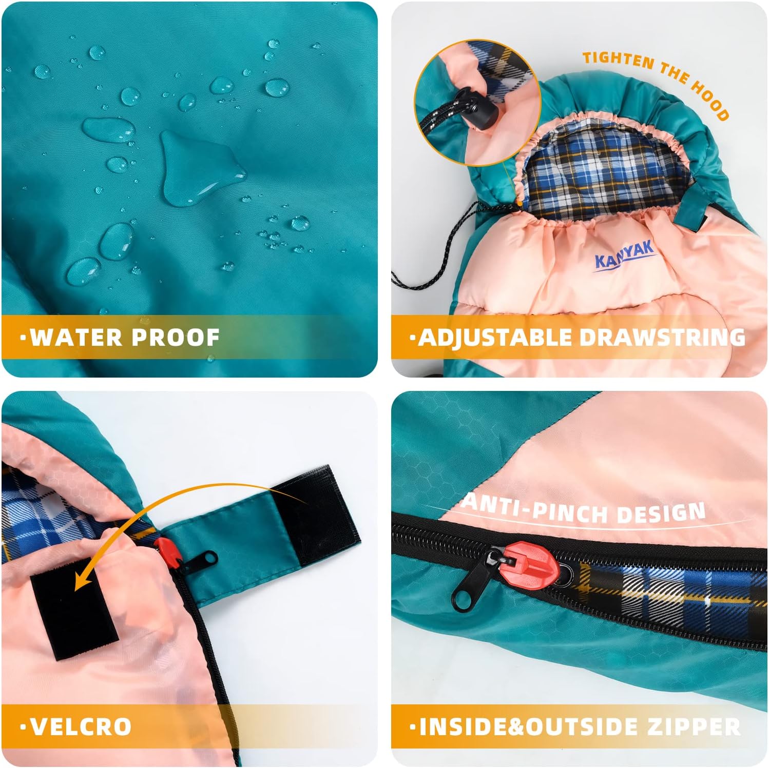 Kanyak 3-4 Season Semi-Rectangular Sleeping Bag for Camping
