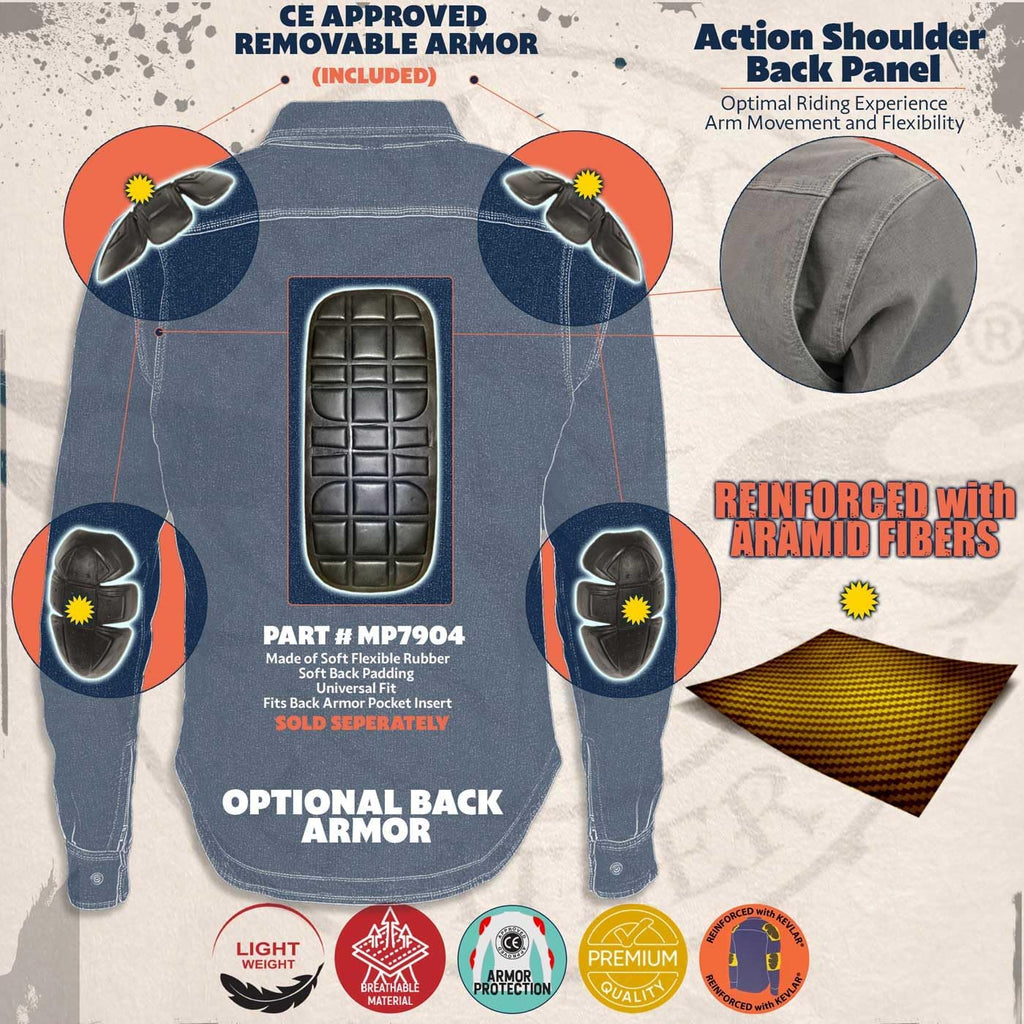 Milwaukee Leather Men's Long Sleeve Biker Shirt with CE Armor