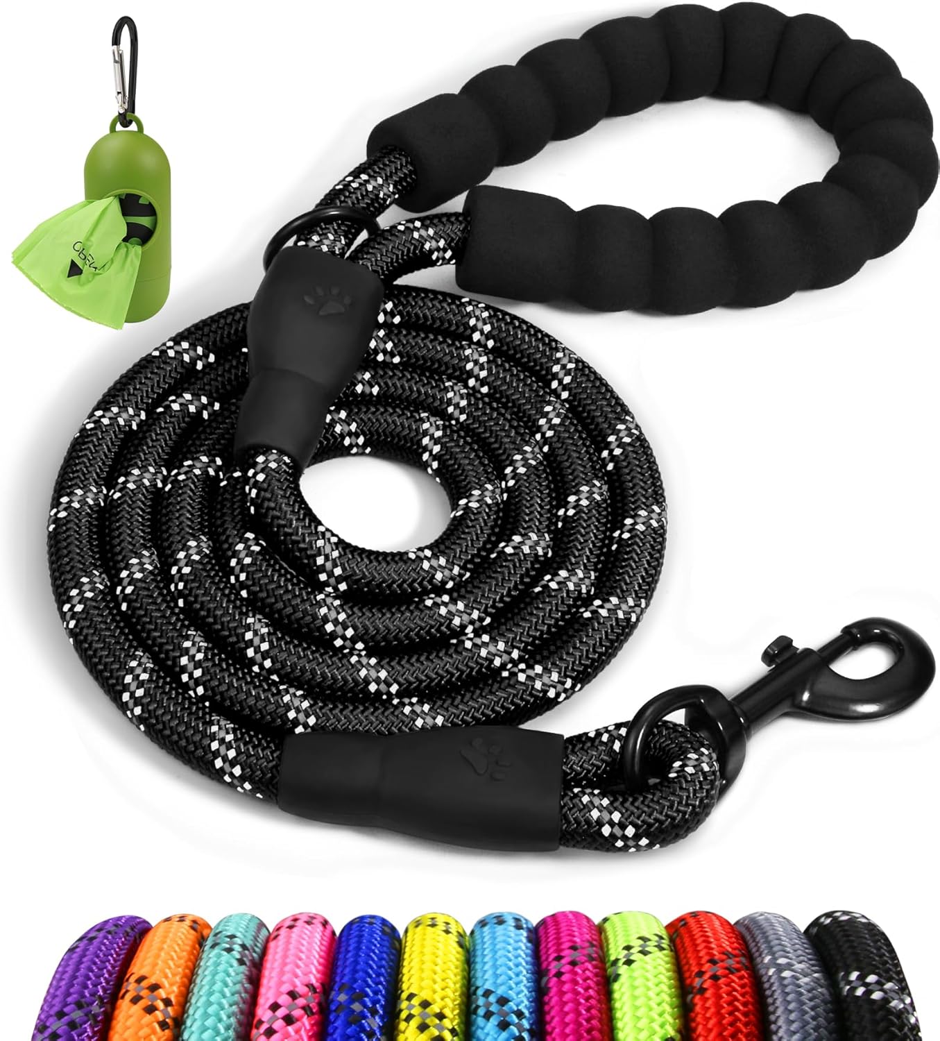 Taglory Rope Dog Leash, Reflective Climbing Rope with Padded Handle