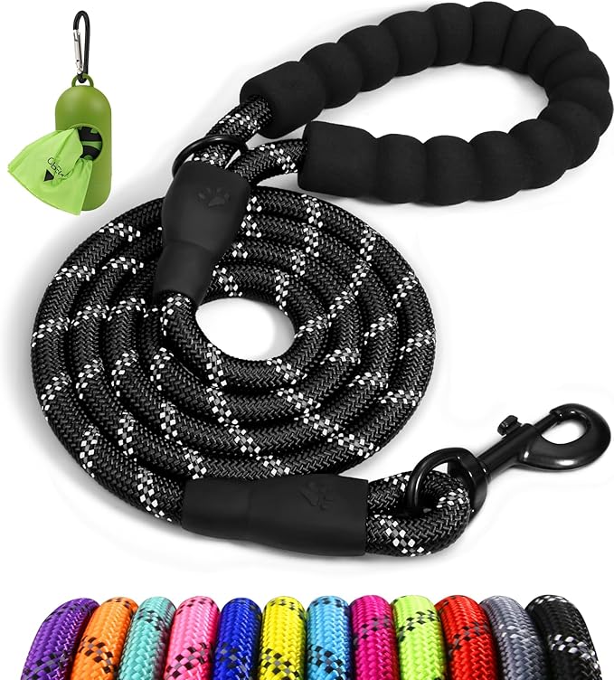 Taglory Rope Dog Leash, Reflective Climbing Rope with Padded Handle
