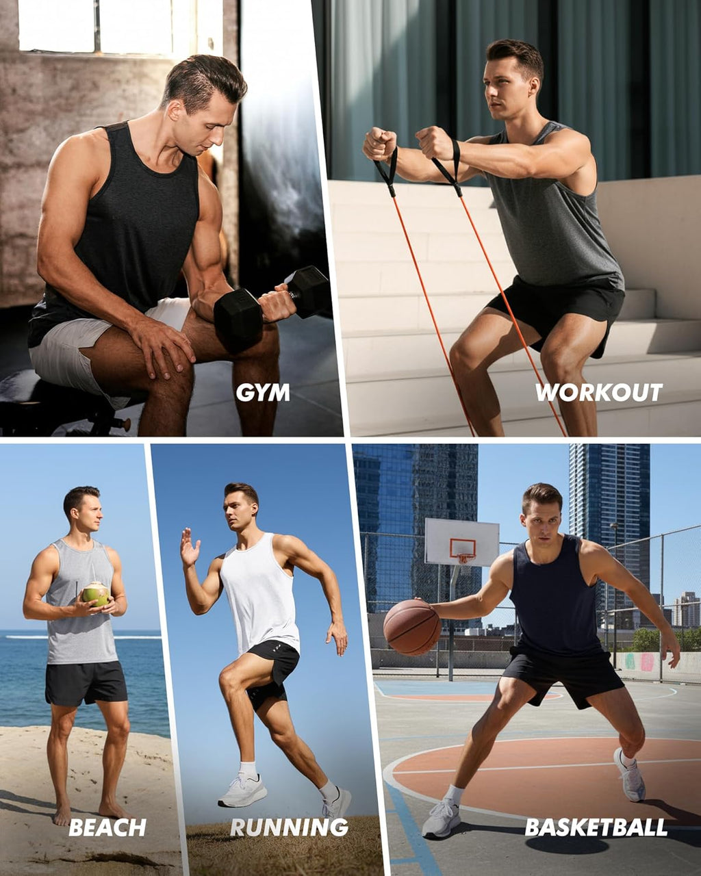 BOOJO 3 Pack Men's Athletic Tank Tops Quick Dry