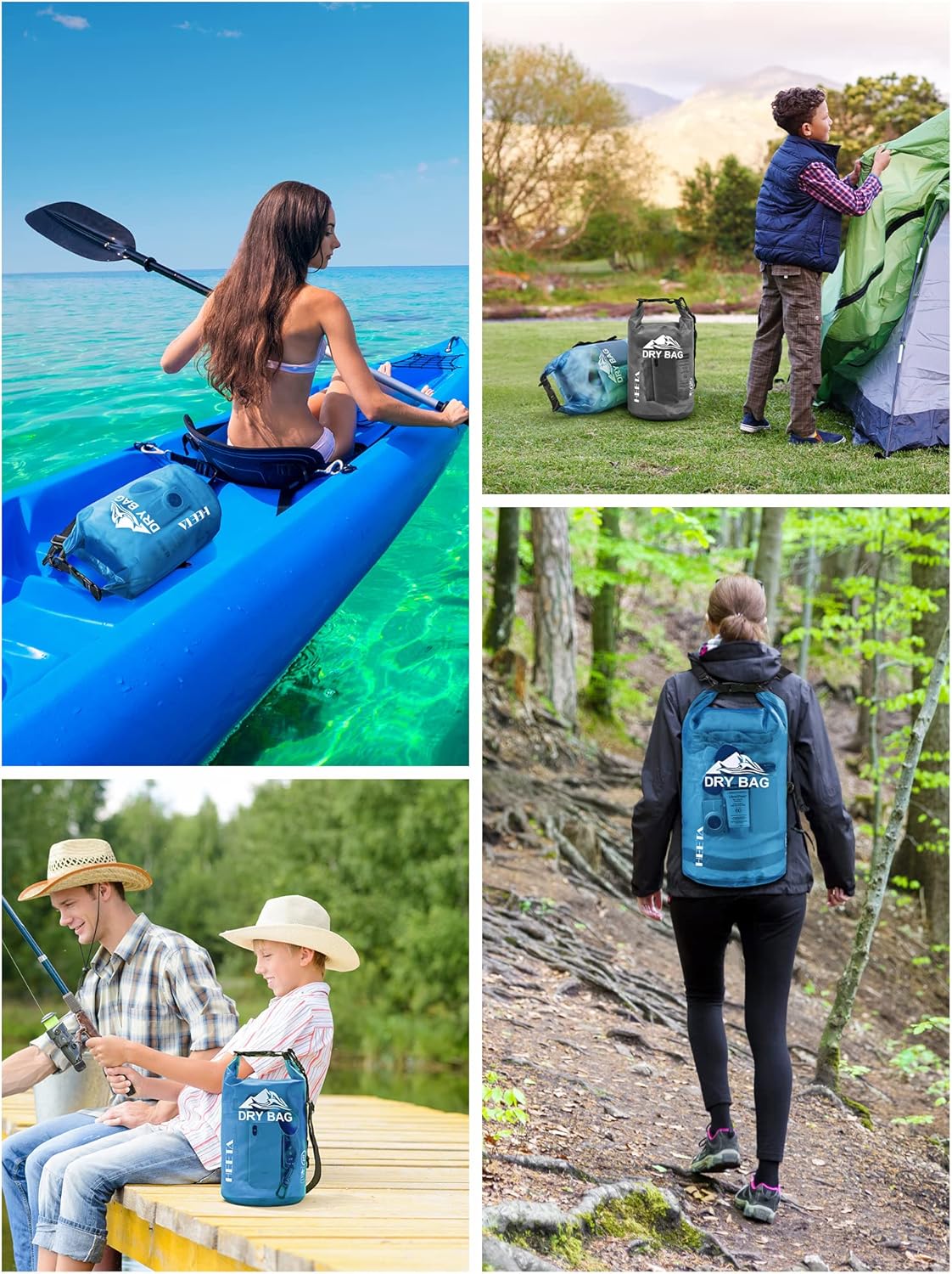 HEETA Waterproof Roll Top Dry Bag 5L-40L for Outdoor Sports