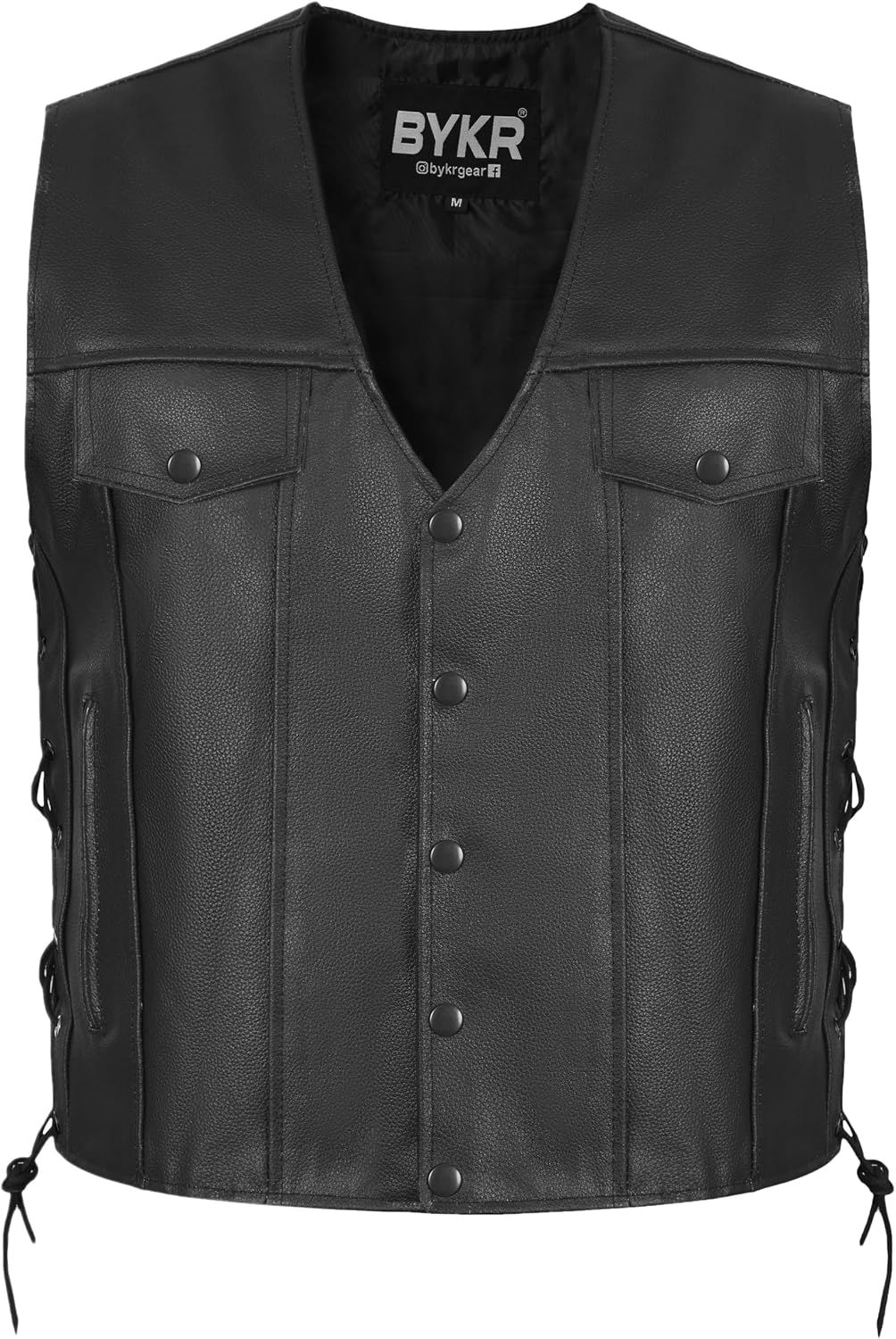 BYKR Buffalo Leather Motorcycle Vest with Adjustable Sides