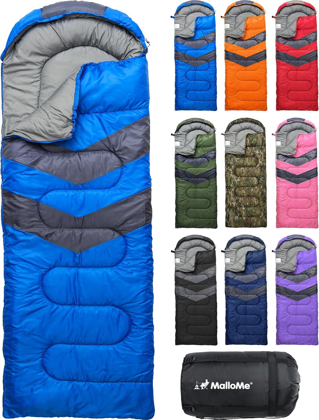 MalloMe 3-Season Camping Sleeping Bag Waterproof Lightweight Rectangular