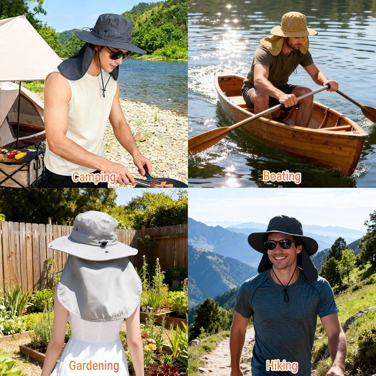 NPQQUAN UPF 50+ Wide Brim Sun Hat with Neck Flap