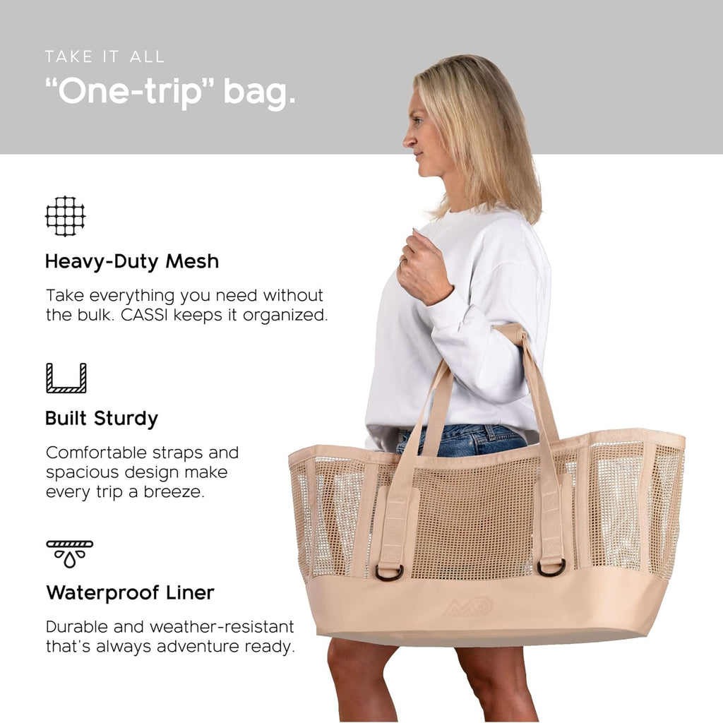 MISSION CASSI Heavy-Duty Outdoor Tote Bag, Waterproof Marine-Grade Mesh