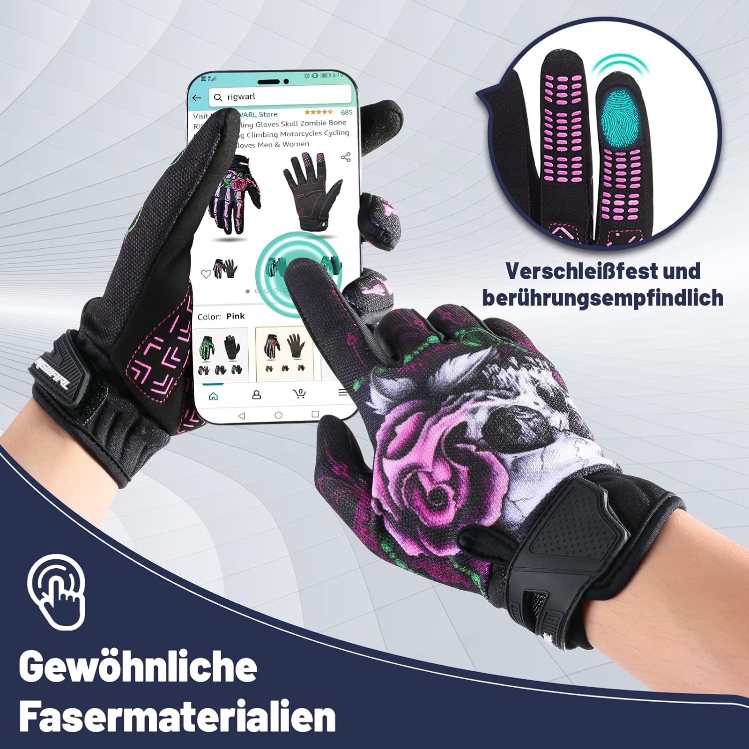 RIGWARL Lightweight Motorcycle Riding Gloves Touchscreen Skeleton Non-Slip