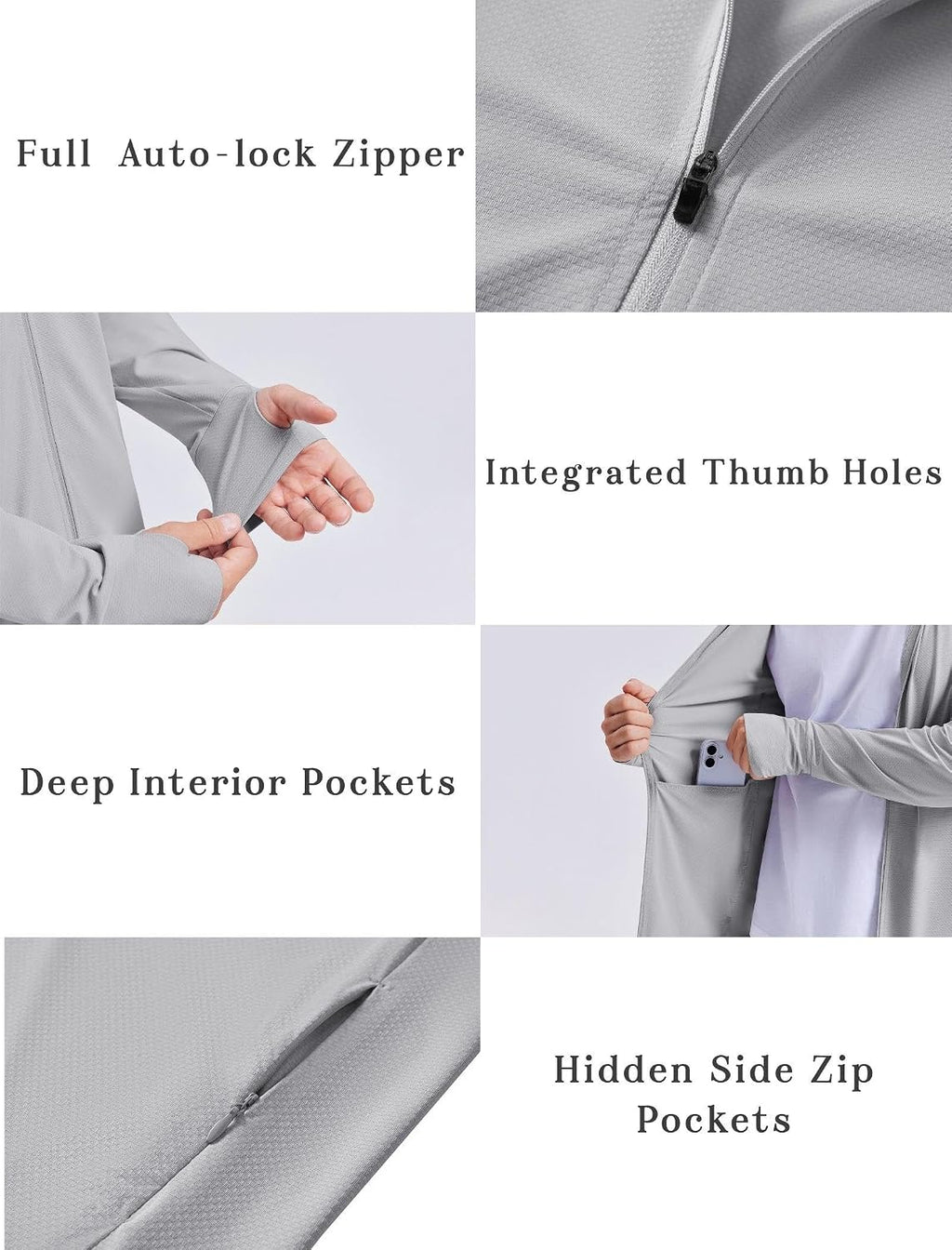 PINSPARK Men's UPF50+ Full Zip Outdoor Hoodie Lightweight Sun Protection