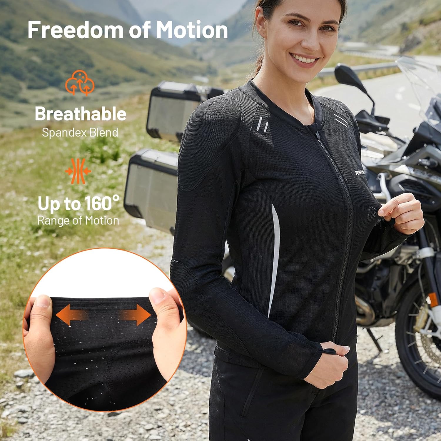 RSYSO Women's Mesh Motorcycle Jacket CE-Certified Protective Armor