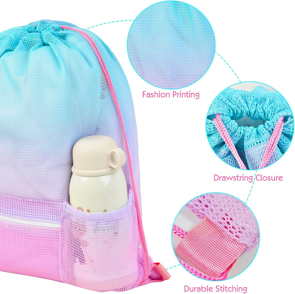 Nidoul Mesh Drawstring Gym Bag with Zipper Pocket 15x20in