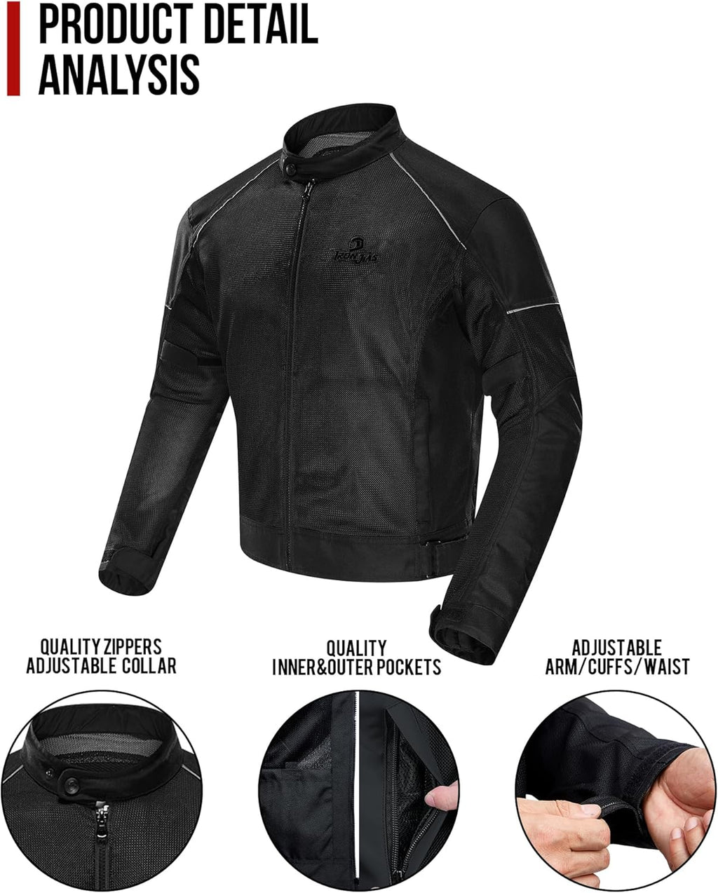 IRON JIA'S JK004 Motorcycle Jacket CE Certified Mesh Riding Gear