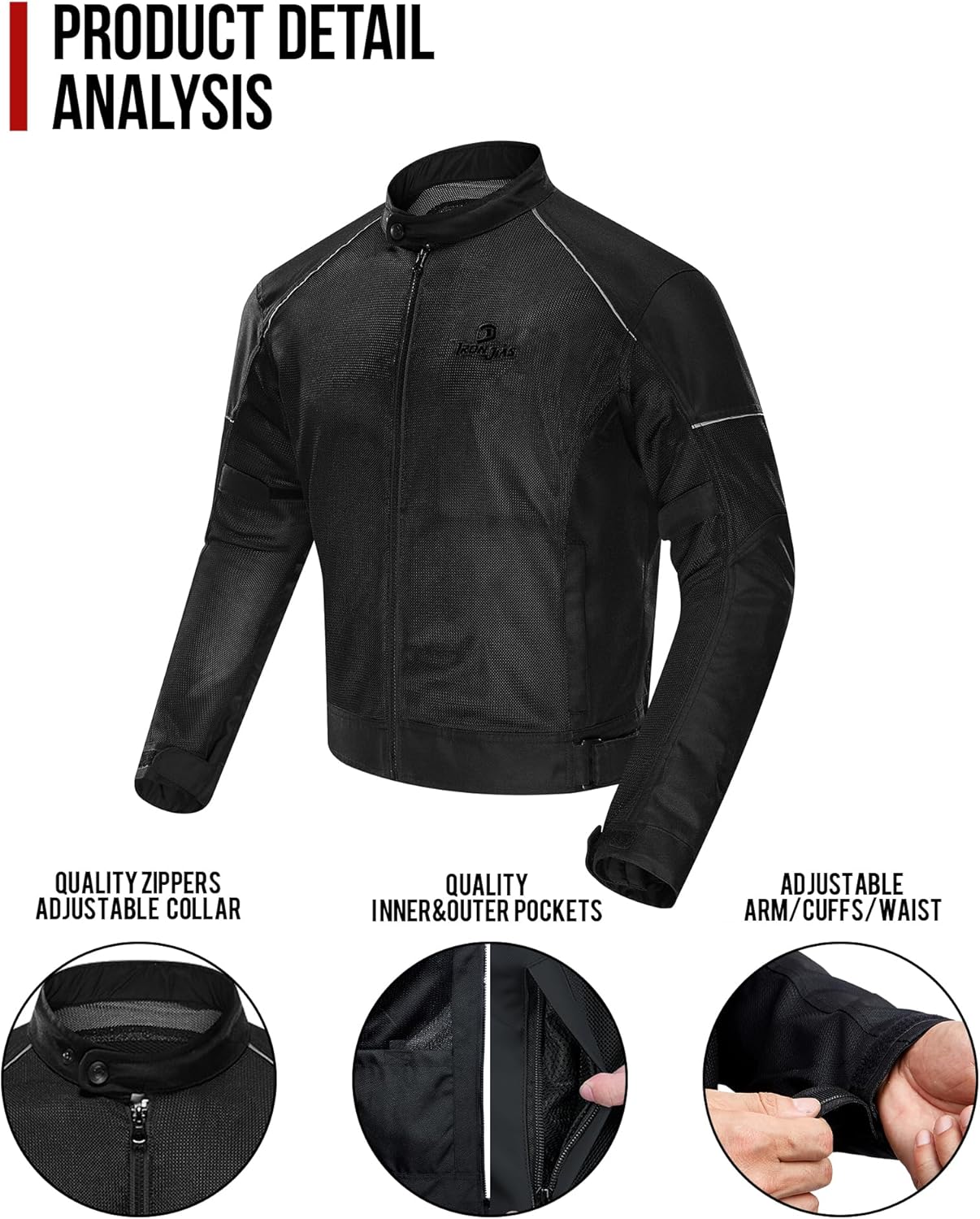IRON JIA'S JK004 Motorcycle Jacket CE Certified Mesh Riding Gear