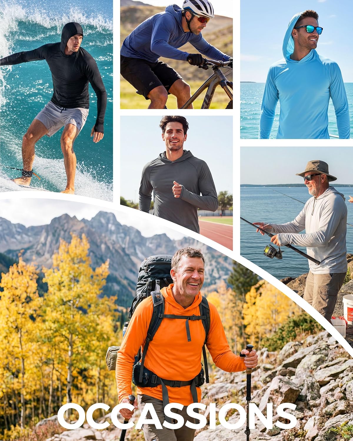 Boladeci Men's UPF 50+ Sun Protection Long Sleeve Hoodie Shirt