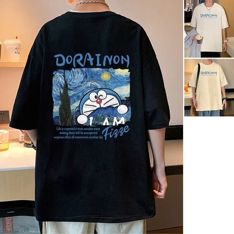 Oversized Cartoon Print Short Sleeve T-Shirt Men's