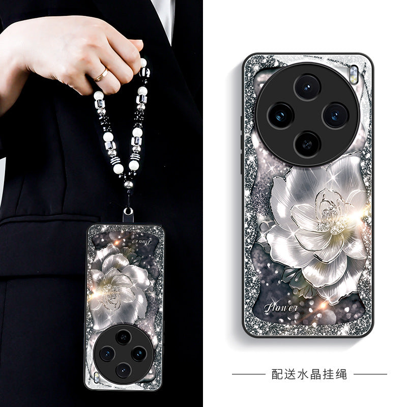 Orangeshine Protective Liquid Glass Phone Case with Lanyard for Vivo