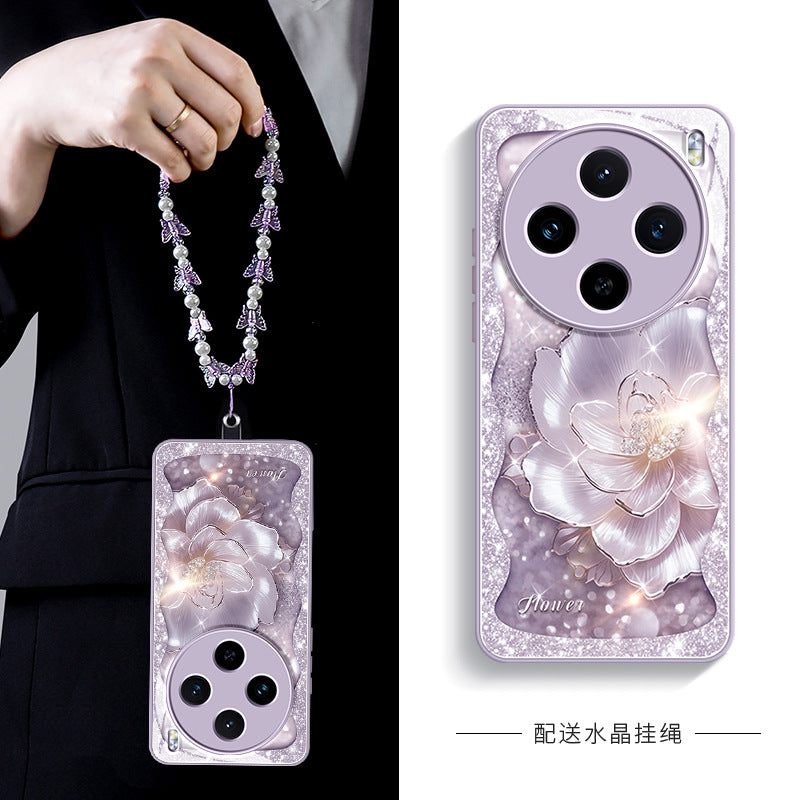 Orangeshine Protective Liquid Glass Phone Case with Lanyard for Vivo
