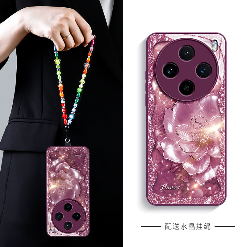 Orangeshine Protective Liquid Glass Phone Case with Lanyard for Vivo
