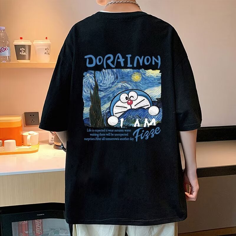 Oversized Cartoon Print Short Sleeve T-Shirt Men's