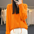 Zip Up Knitted Hoodie Sweater Long Sleeve Loose Fit
