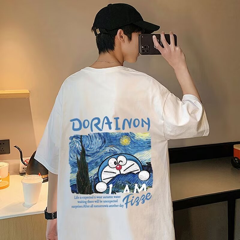 Oversized Cartoon Print Short Sleeve T-Shirt Men's